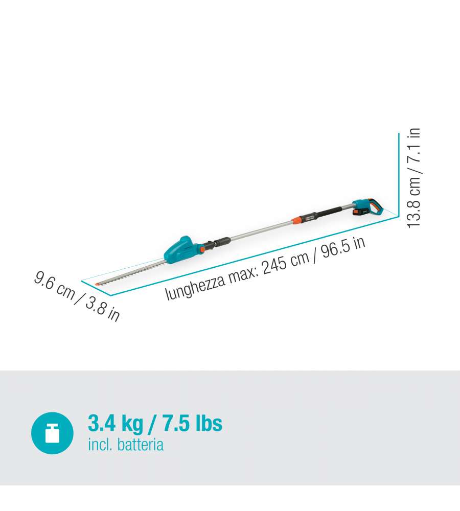 Tagliasiepi Telescopico GARDENA THS 42/18V - Lama 42cm, Fino A 3m, Testa Inclinabile, Senza Batteria - Foto 6