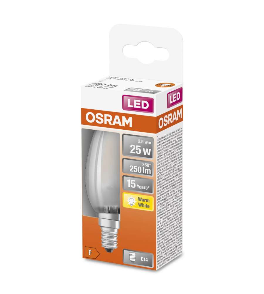 Lampadina LED Osram STAR Classic B 25 filamento, luce calda E14