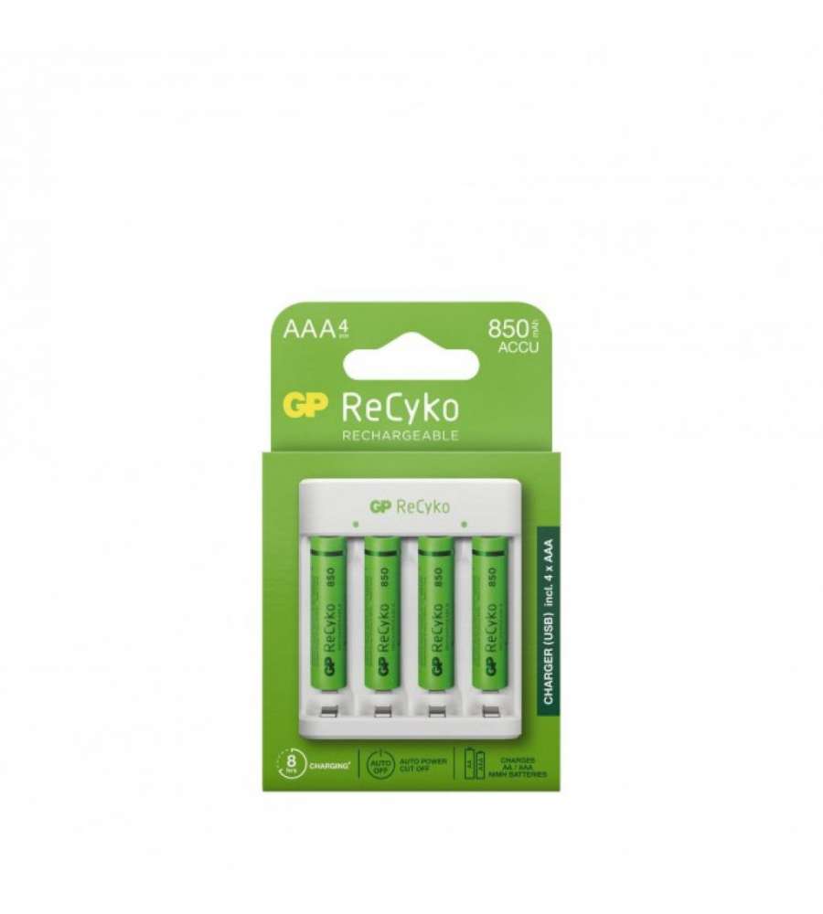 Caricabatterie USB standard E411 Con 4 batterie AAA NiMH da 850 mAh incluse