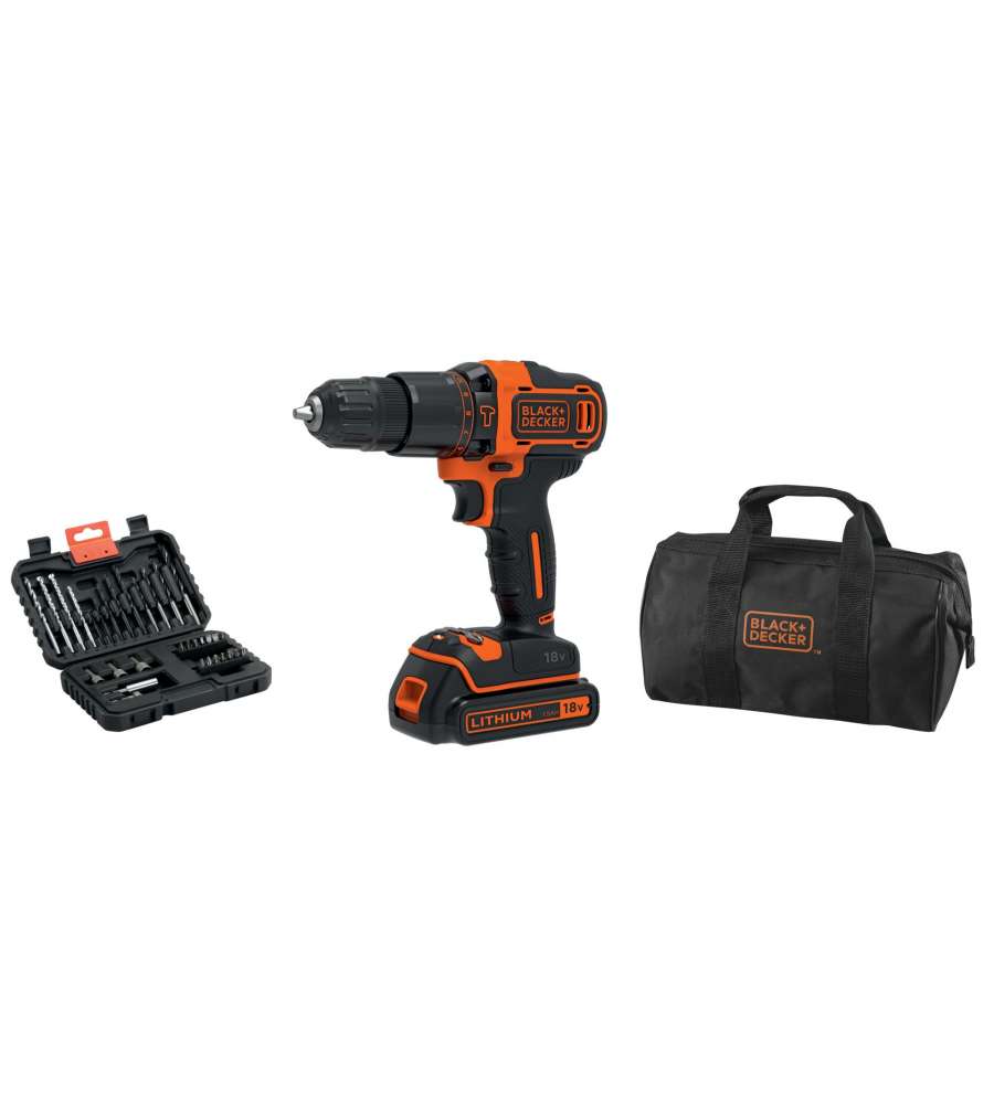 Trapano e Avvitatore 18V con borsa Black+Decker