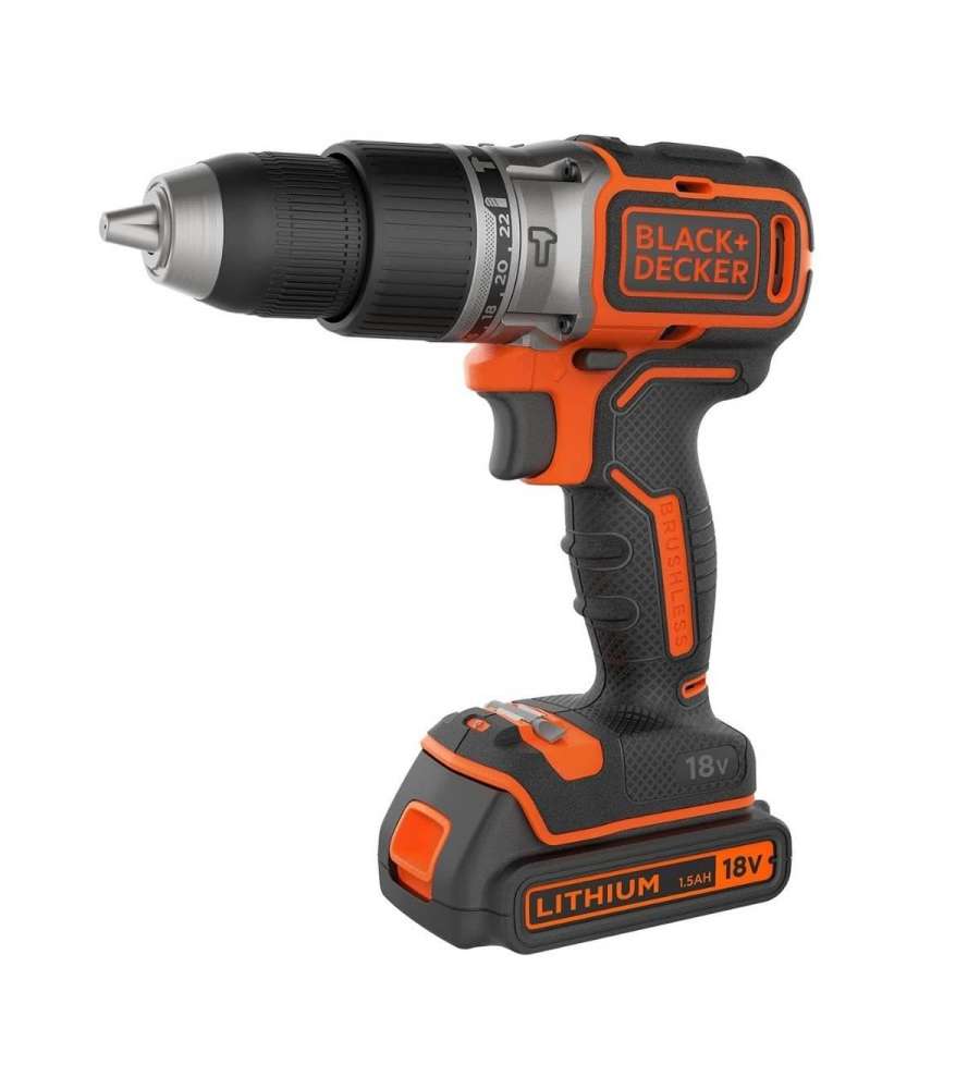 BLACK+DECKER Trapano Avvitatore Percussione 18V con 2 Batterie 2Ah