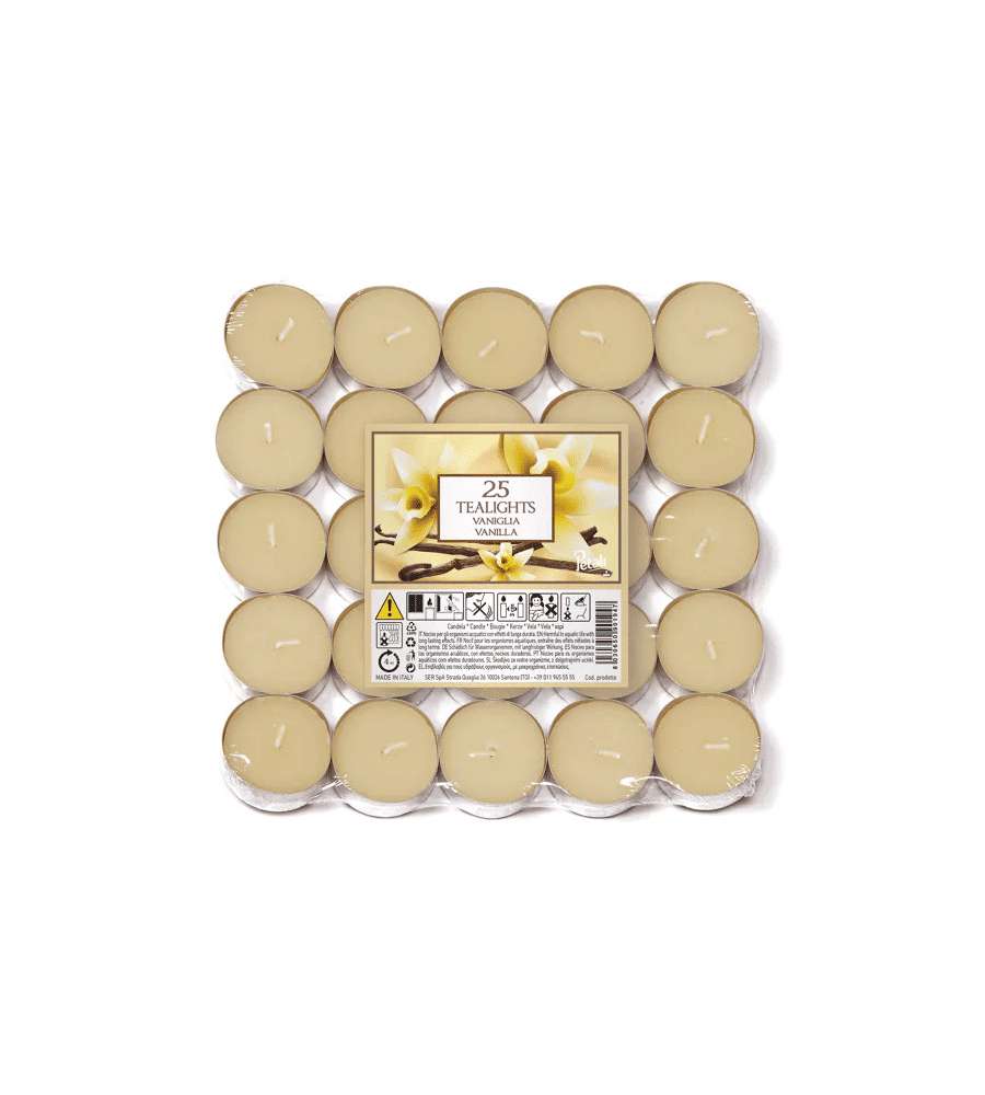 Tealight - Candela profumata vaniglia 25 pezzi per occasioni speciali
