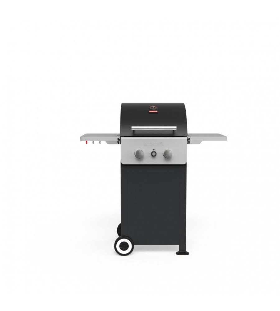 Barbecook - Barbecue a gas nero con tavolini laterali e ruote