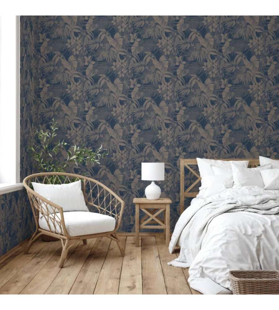 DUTCH WALLCOVERINGS Carta da Parati Joelle in Argento e Blu