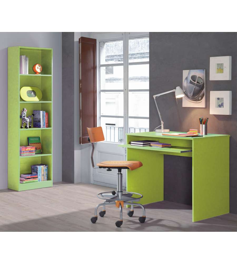 Libreria 5 Ripiani + Porta Pc Verde Ijoy