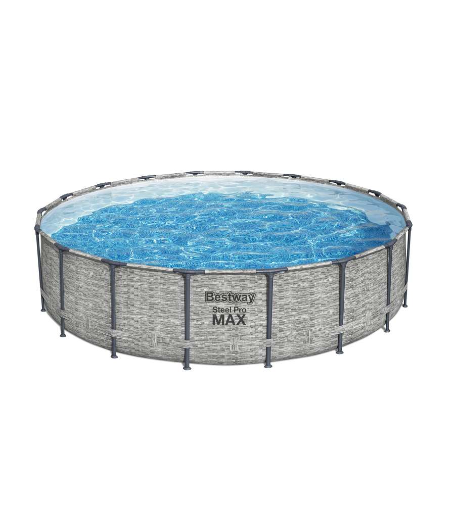 Bestway Set Piscina Fuori Terra Rotonda 5,49 m Effetto Pietra Grigia