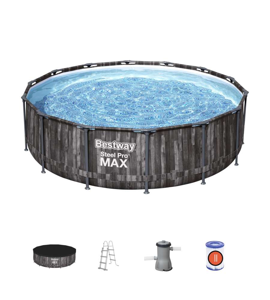 Bestway Piscina Fuori Terra Steel Pro Max 427x107 cm Effetto Legno Scuro