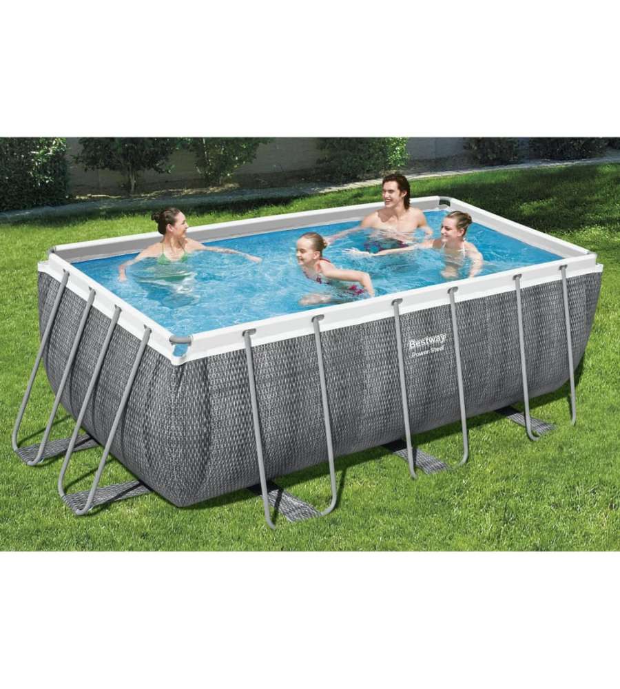 Bestway Set Piscina Power Steel Rettangolare 412x201x122 cm