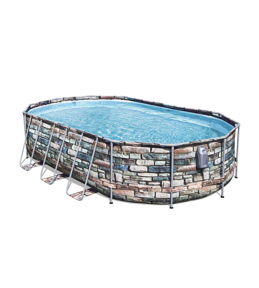 Bestway Piscina Ovale Power Steel Comfort Jet 610x366 cm con LED