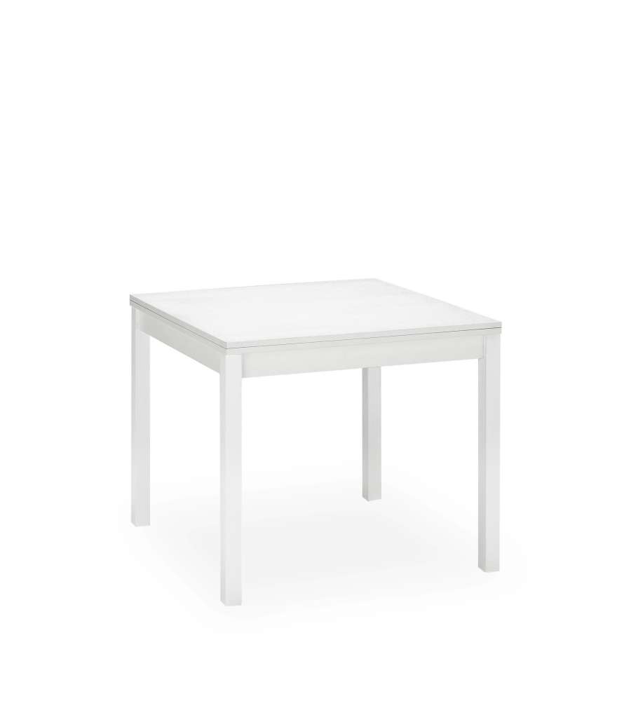 Tavolo Expand Estensibile 90/180 x 90 x 75 cm Struttura Massello e top in Legno MDF Bianco