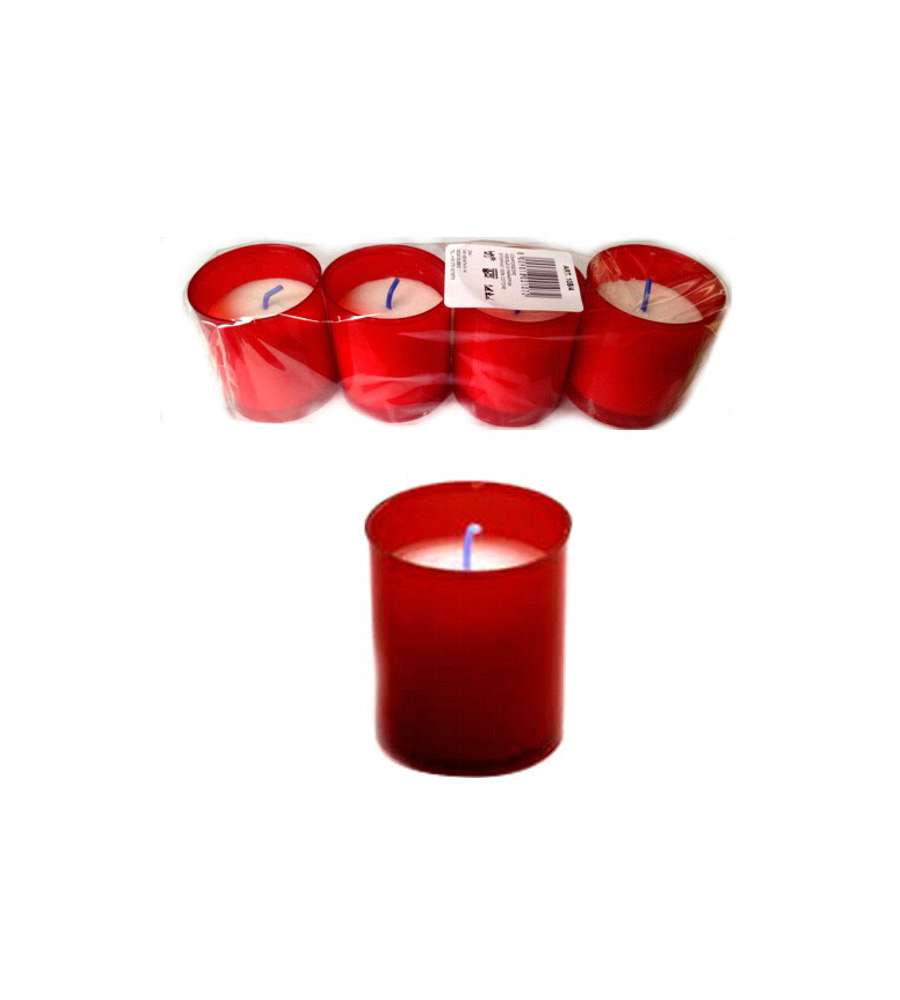 Cero Votivo Bicchierino Rosso Pz 4
