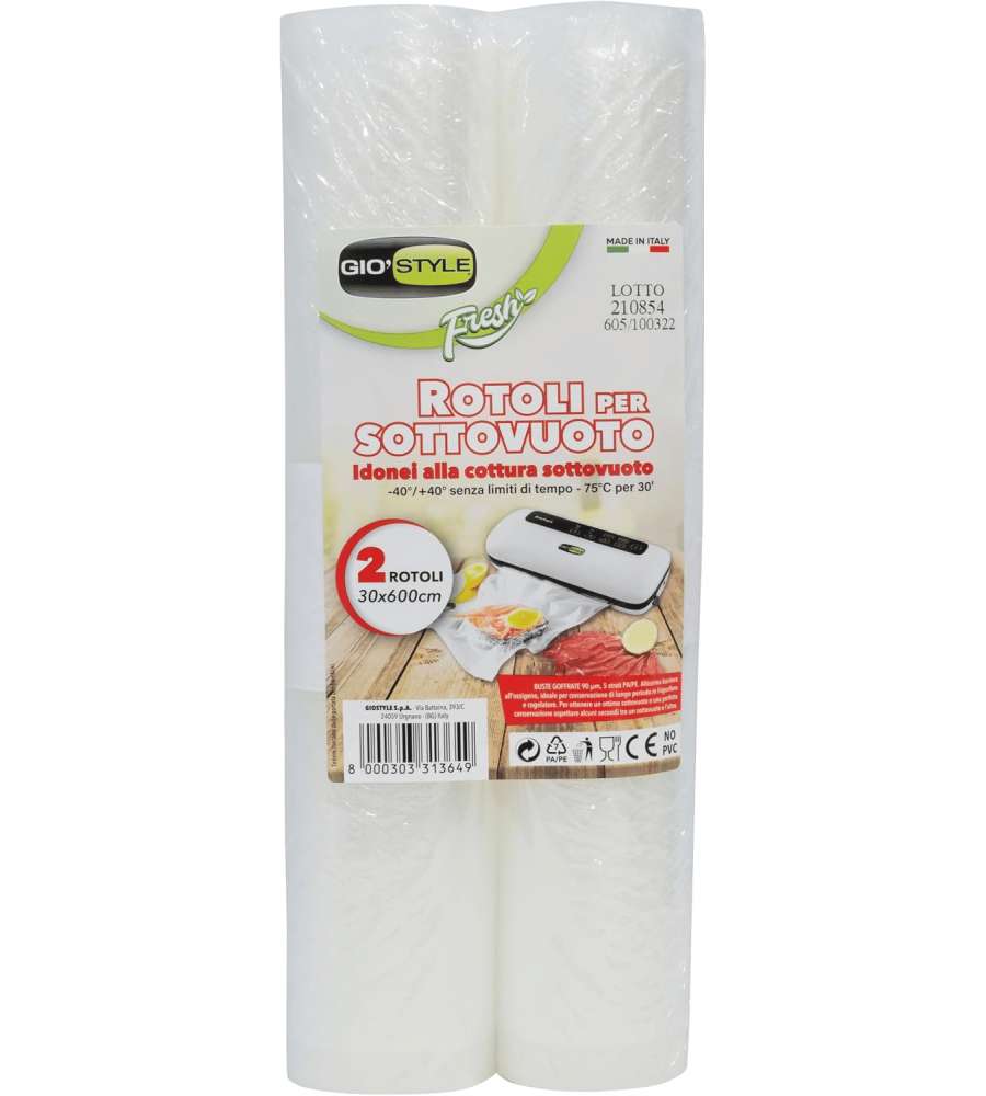 GIO'STYLE Rotoli per Sottovuoto 30x600 cm - BPA Free - Made in Italy