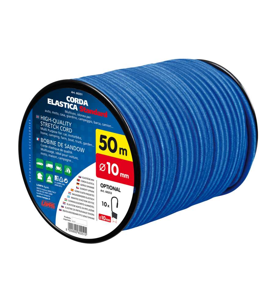 Corda Elastica In Bobina - D.10 Mm - 50 M - Blu