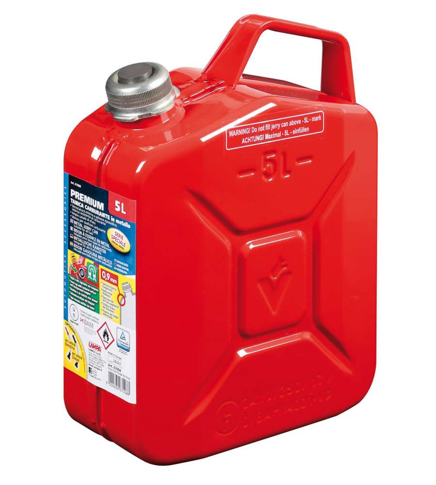 Premium, Tanica Carburante In Metallo - 5 L - Rosso