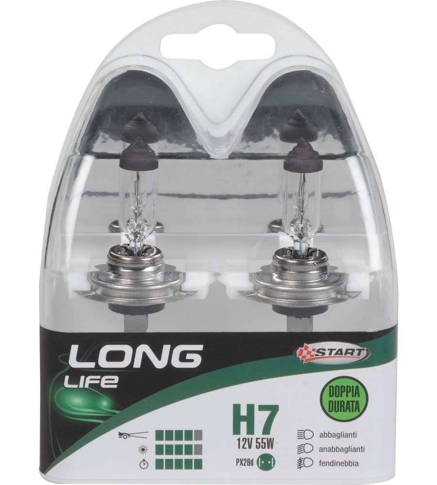 H7 Long Life Coppia Di Lampadine Per Luci Auto 12v 55w Px26d