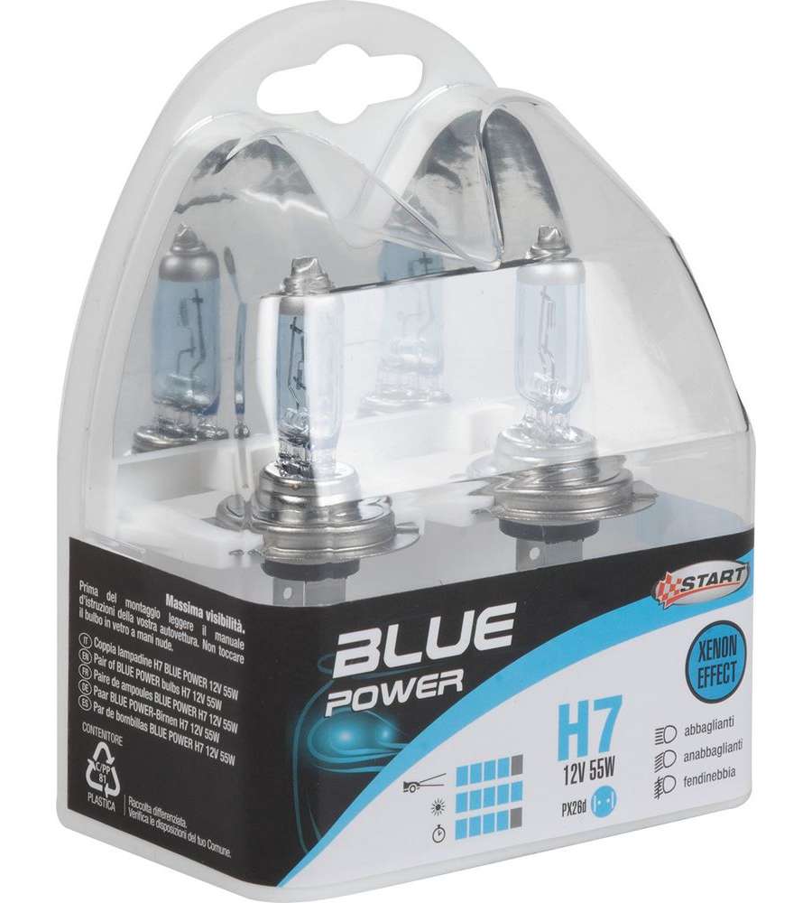 H7 Blue Power Coppia di Lampadine Xenon per luci auto 12V 55W PX26d