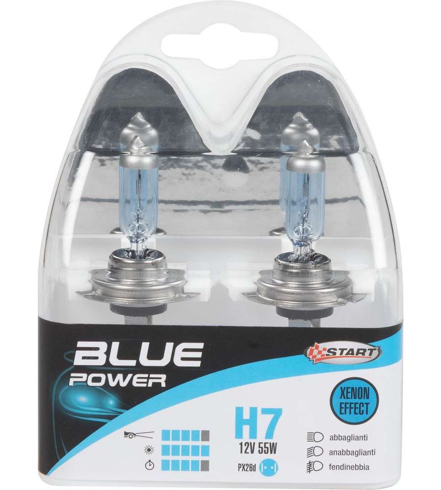 H7 Blue Power Coppia Di Lampadine Xenon Per Luci Auto 12v 55w Px26d