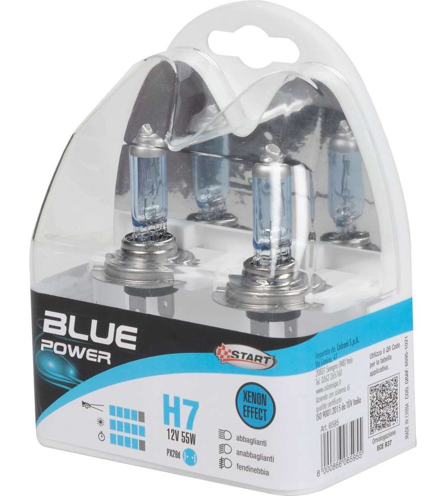 H7 Blue Power Coppia Di Lampadine Xenon Per Luci Auto 12v 55w Px26d