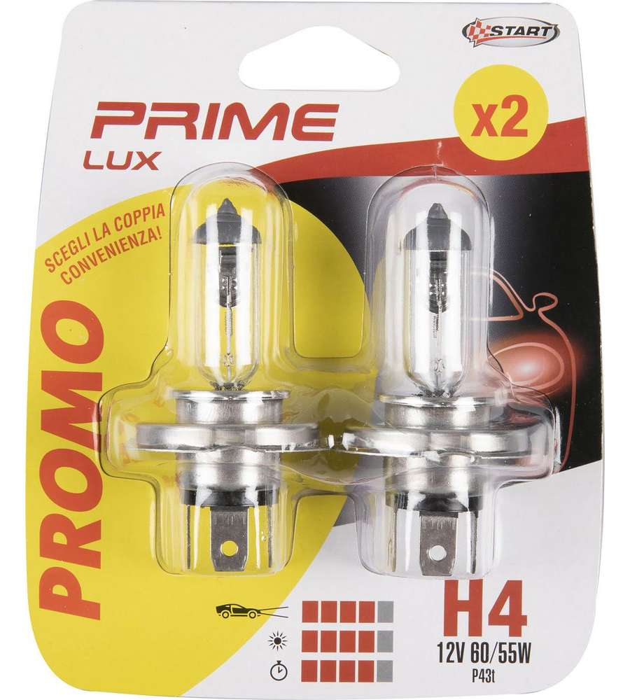 Coppia Di Lampadine Auto Alogene H4 12v 60/55w P43t