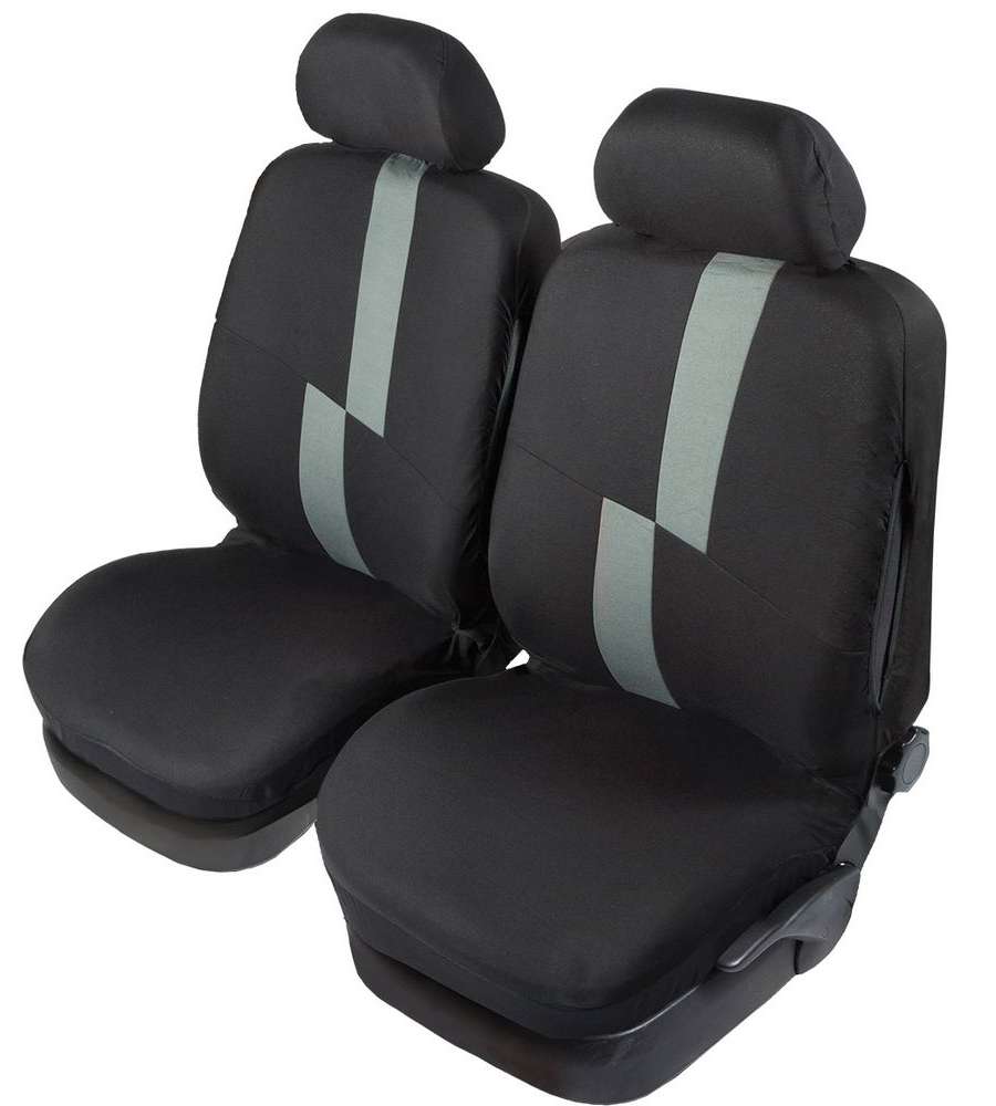 Coppia coprisedili anteriori Flash auto universale airbag nero grigio