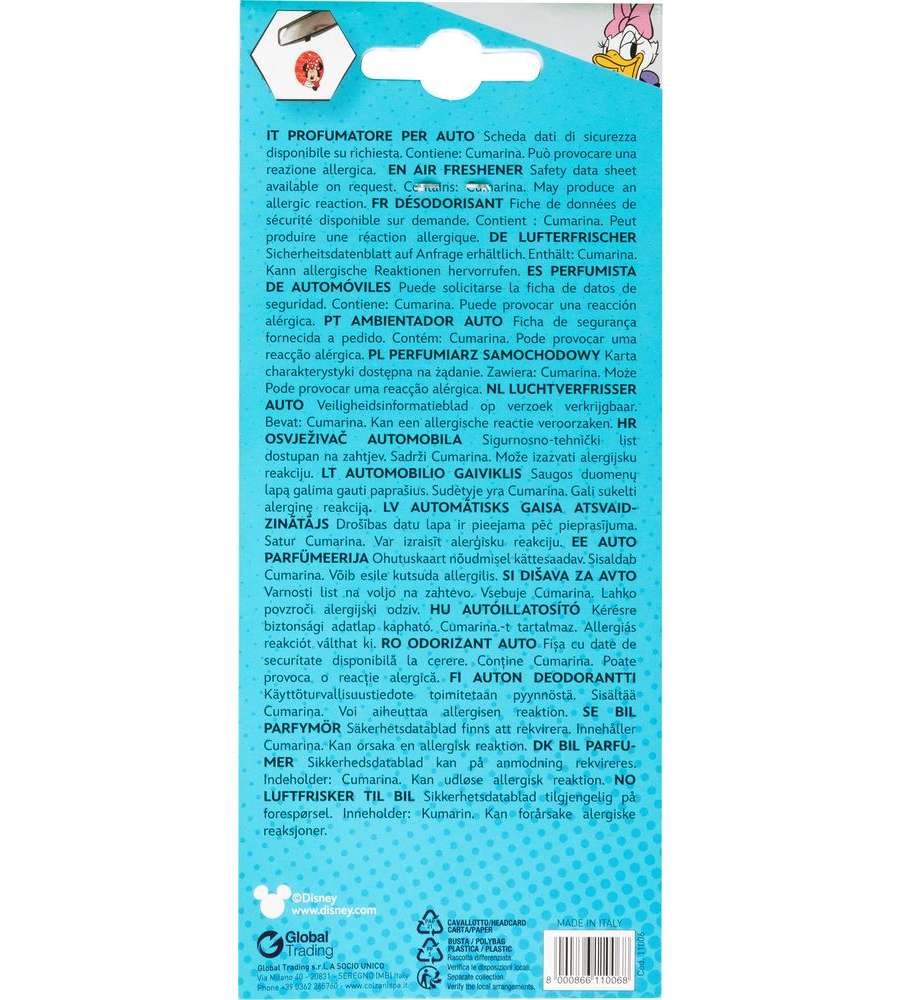 Profumatore deodorante auto Minnie Mouse vaniglia topolina rosso