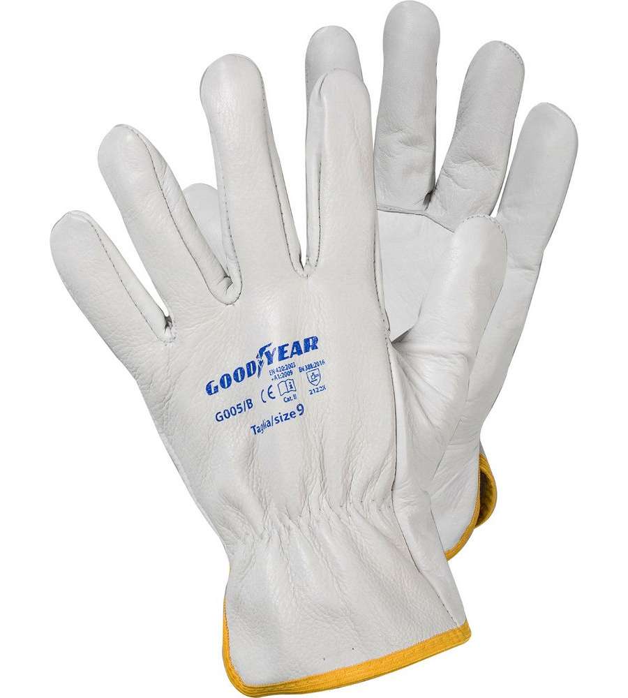 Guanti in pelle pieno fiore di groppone mod.G005/B taglia 9 bianco Lavoro