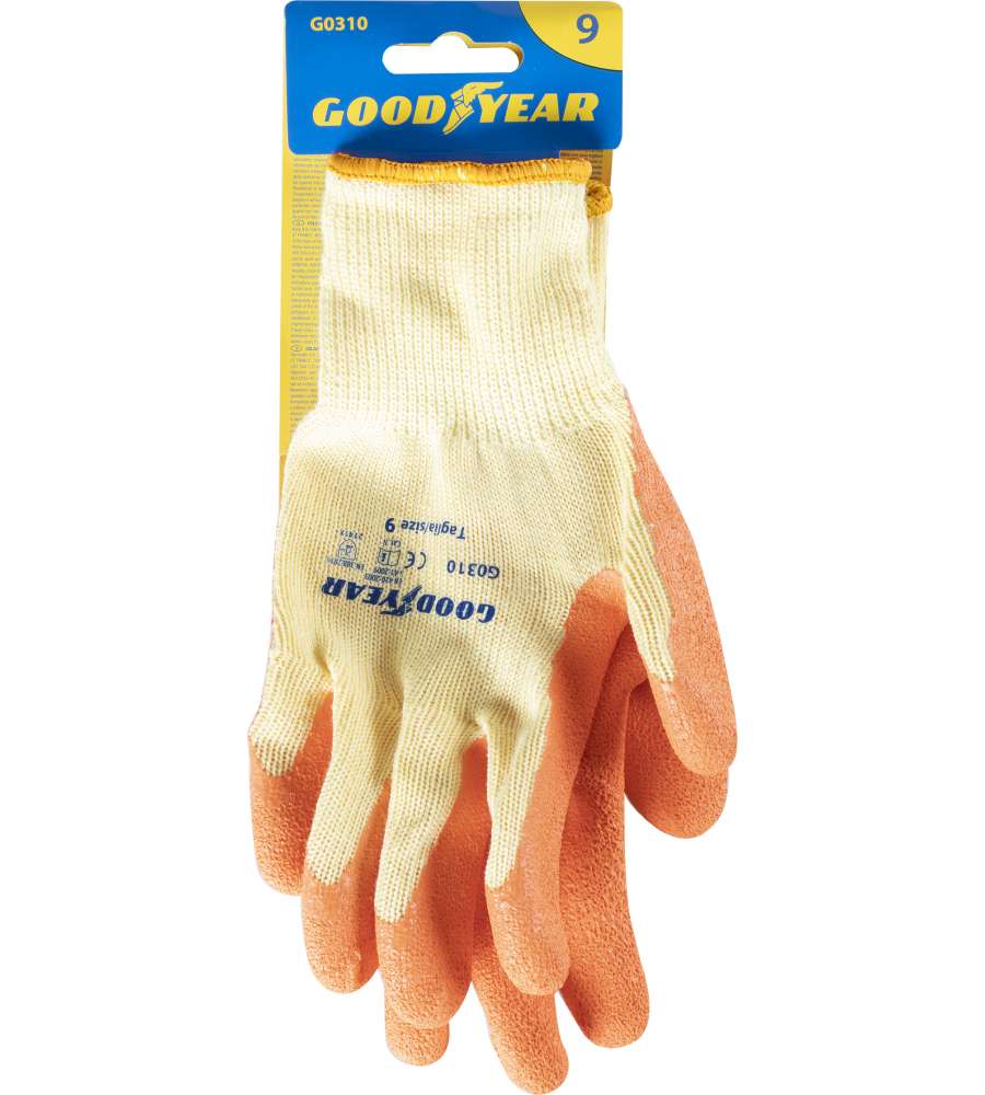 Guanti in cotone e lattice mod.G0310 taglia 9 bianco/arancione Lavoro