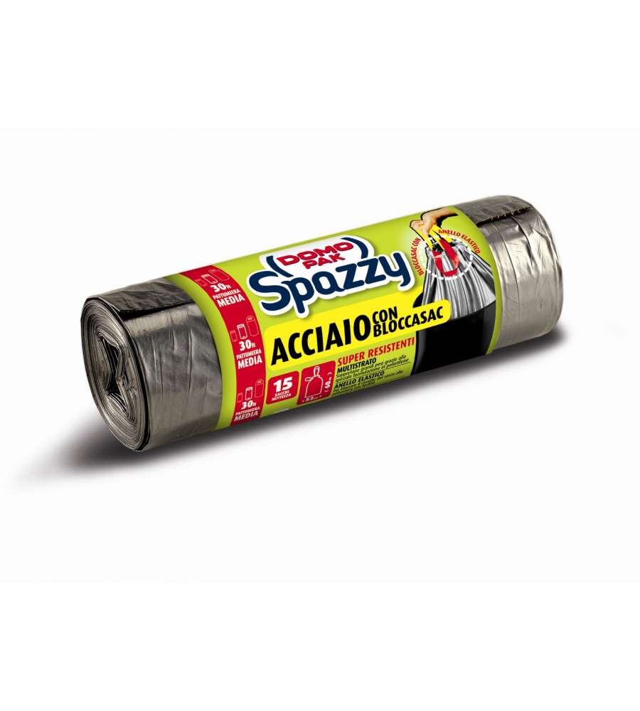 Domopak Spazzy Acciaio con Bloccasac 30 l