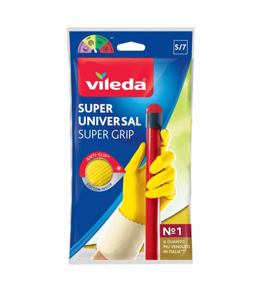 Vileda Guanti Super Universal Grip S Giallo Antiscivolo Riutilizzabili