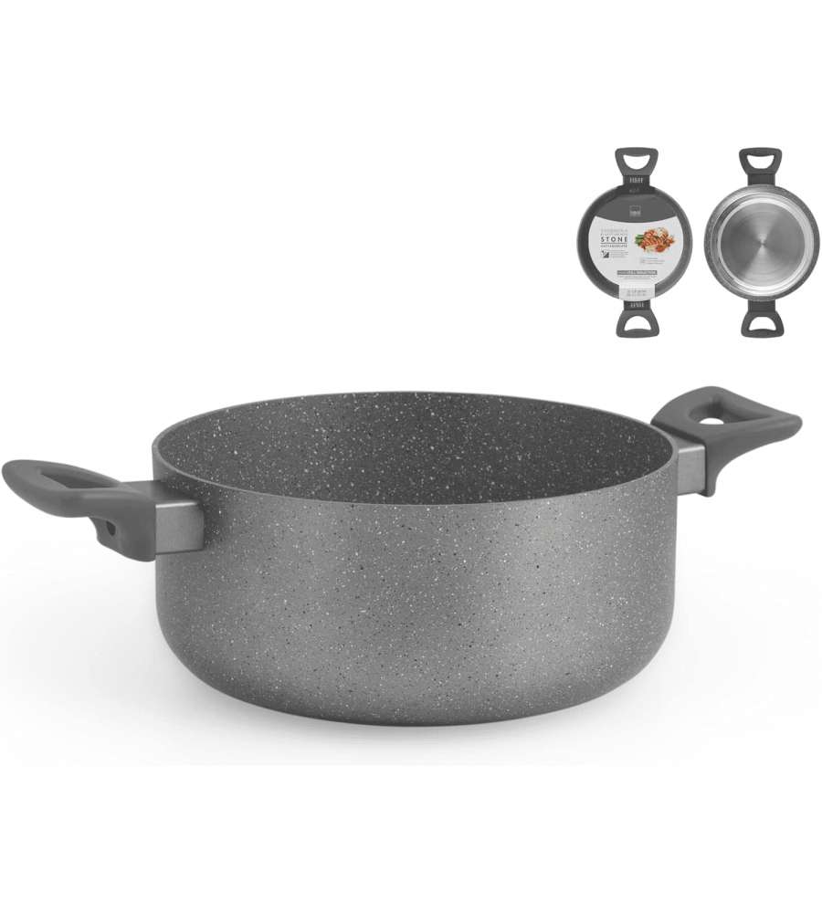 H&H Casseruola Antiaderente Grigia 24 cm per Induzione e Gas