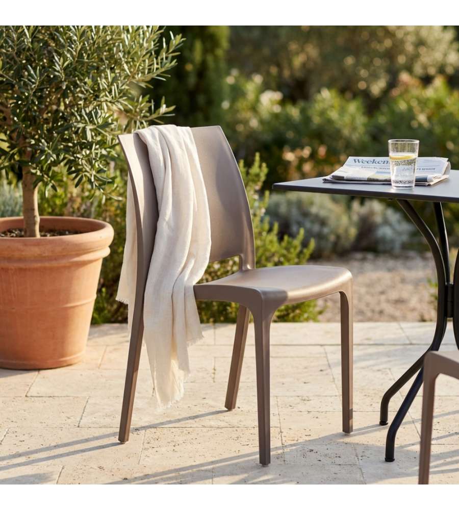 Cosma Sedia Volga Taupe Impilabile in Polipropilene 46x54x80 cm