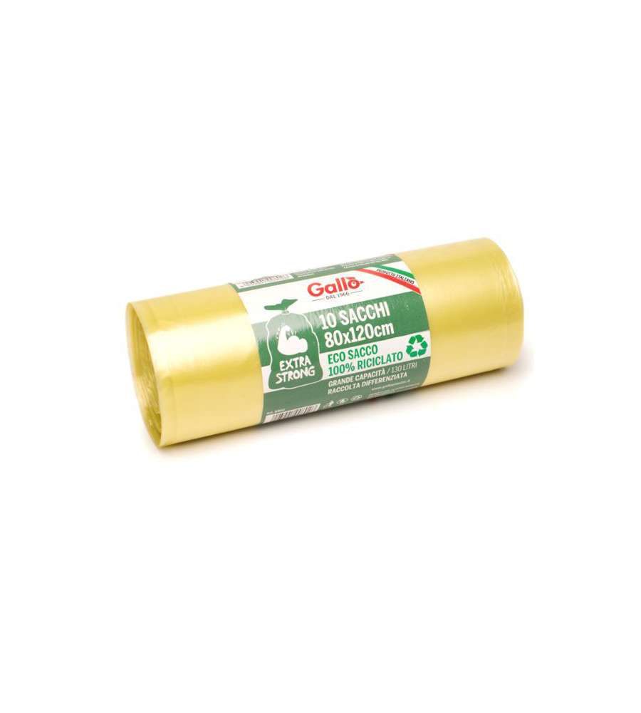 Sacco Immondizia Legacci Giallo 80X120 G 60 Pz 10 Gallo