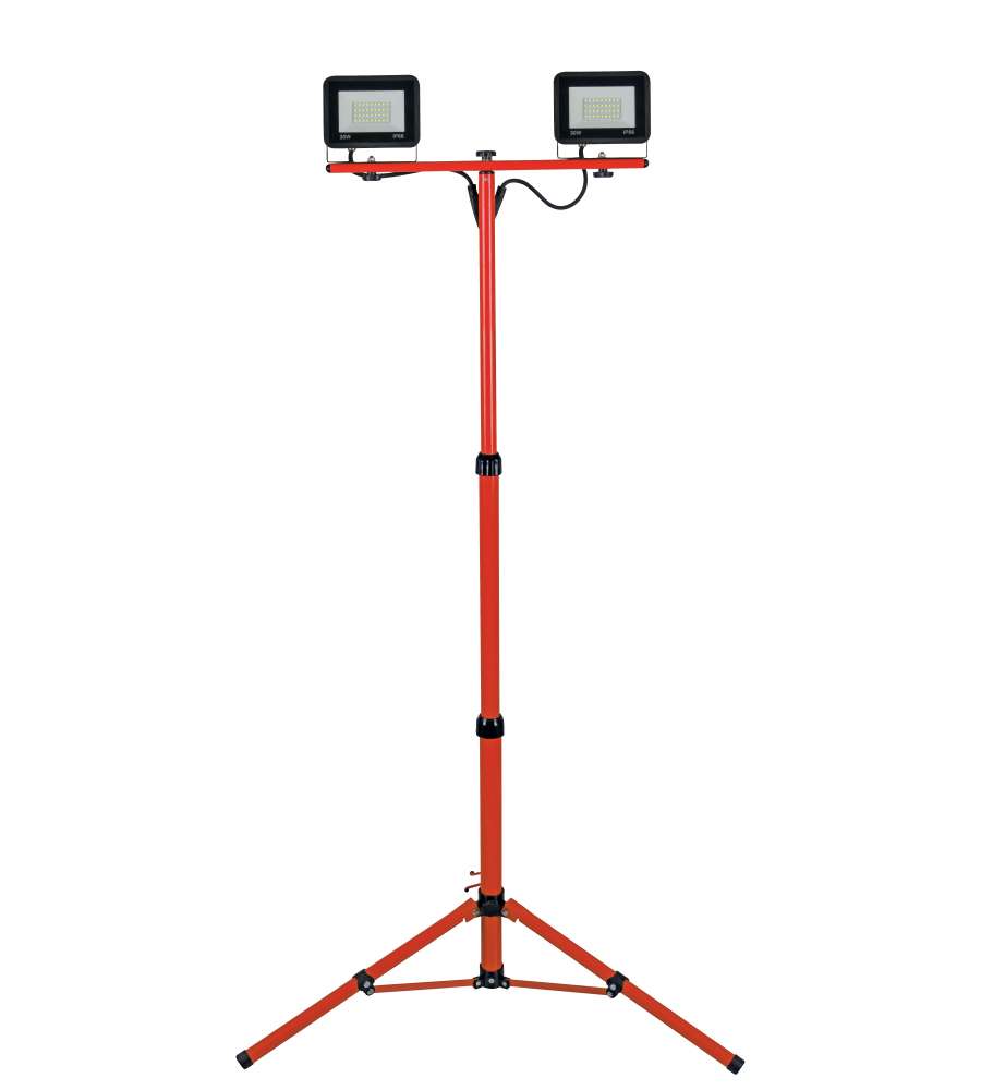 Valex Faro da Cantiere 2x30W Luce Fredda IP65 Altezza Regolabile 62-160cm