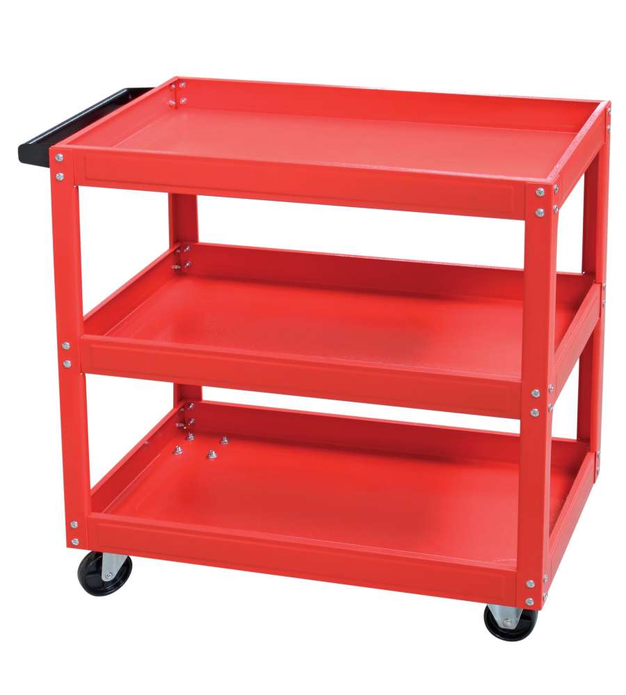 Valex Carrello Porta Attrezzi Rosso 3 Ripiani con Ruote Piroettanti