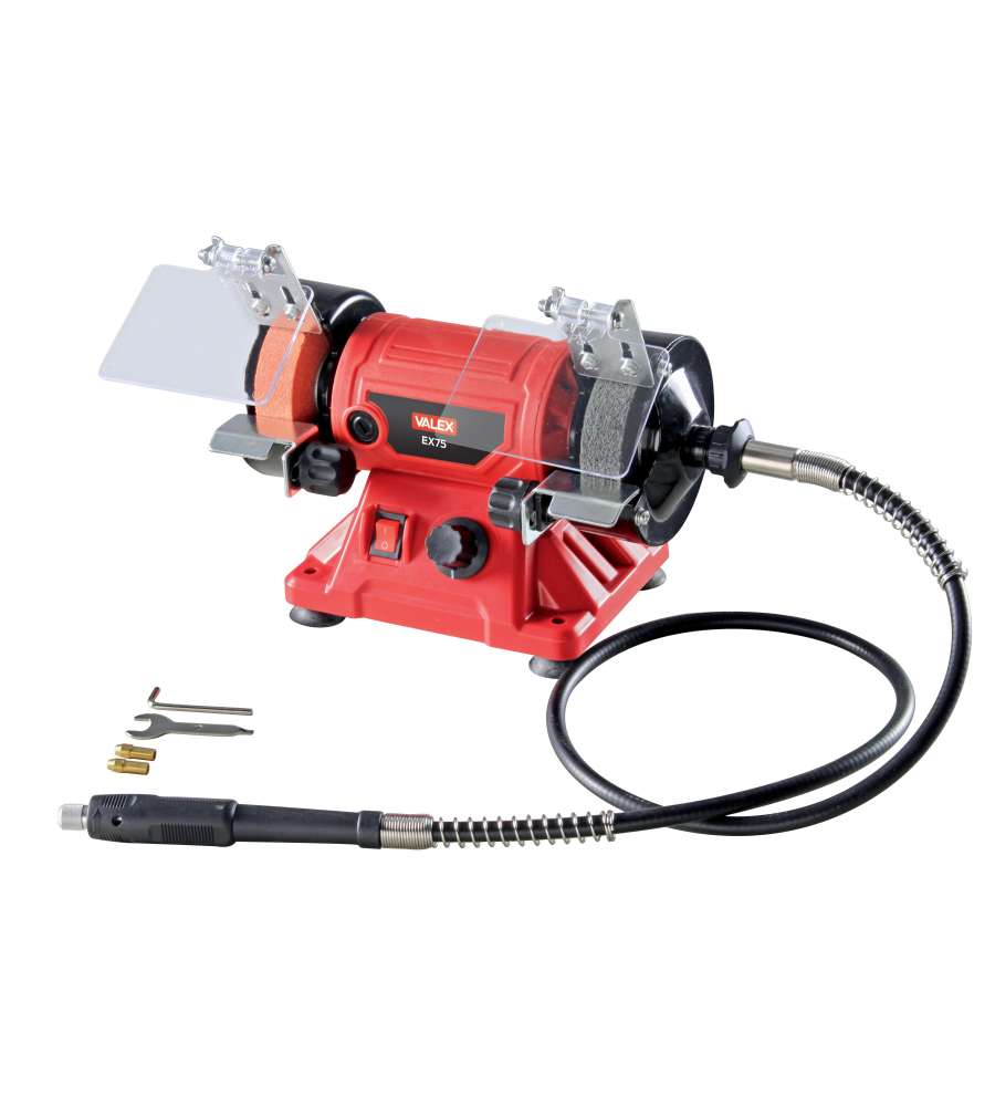 Valex Smerigliatrice da Banco Combinata EX75 Rosso 150W con Albero Flessibile