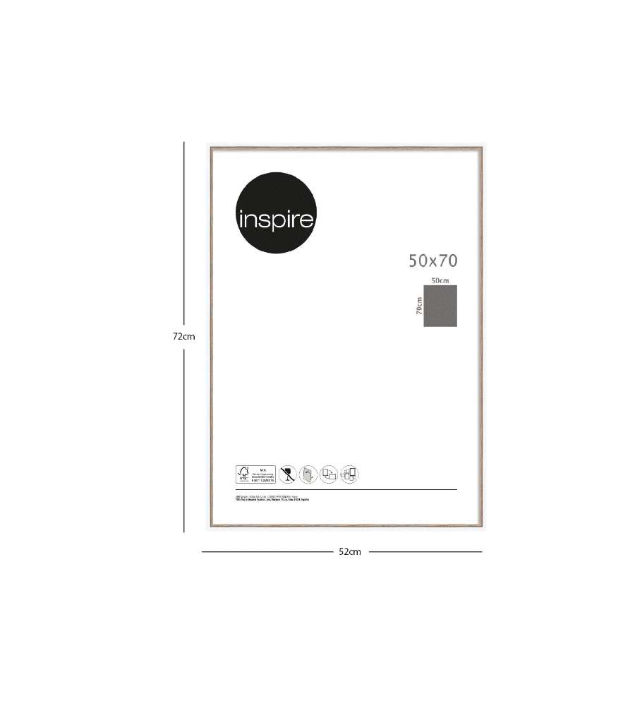 Cornice Portafoto 50x70 cm in Legno Bianco e Naturale Rettangolare
