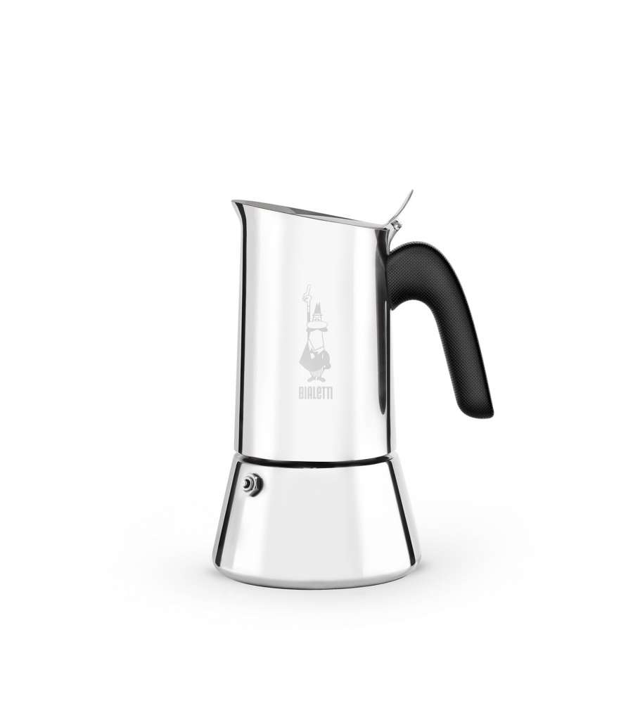 Bialetti Caffettiera Venus Inox Lucido con Manico Nylon Nero - 2 Tazze