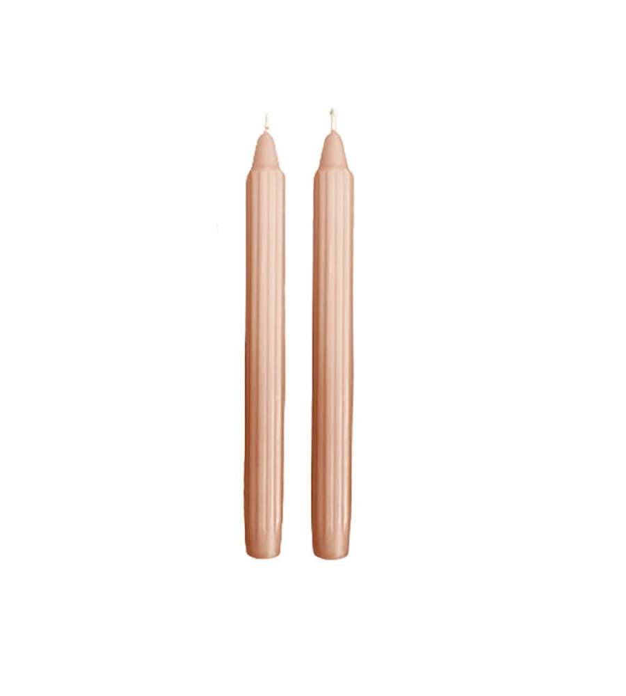 CERERIA DI GIORGIO Candele decorative scanalate 25 cm Cipria 2 pz