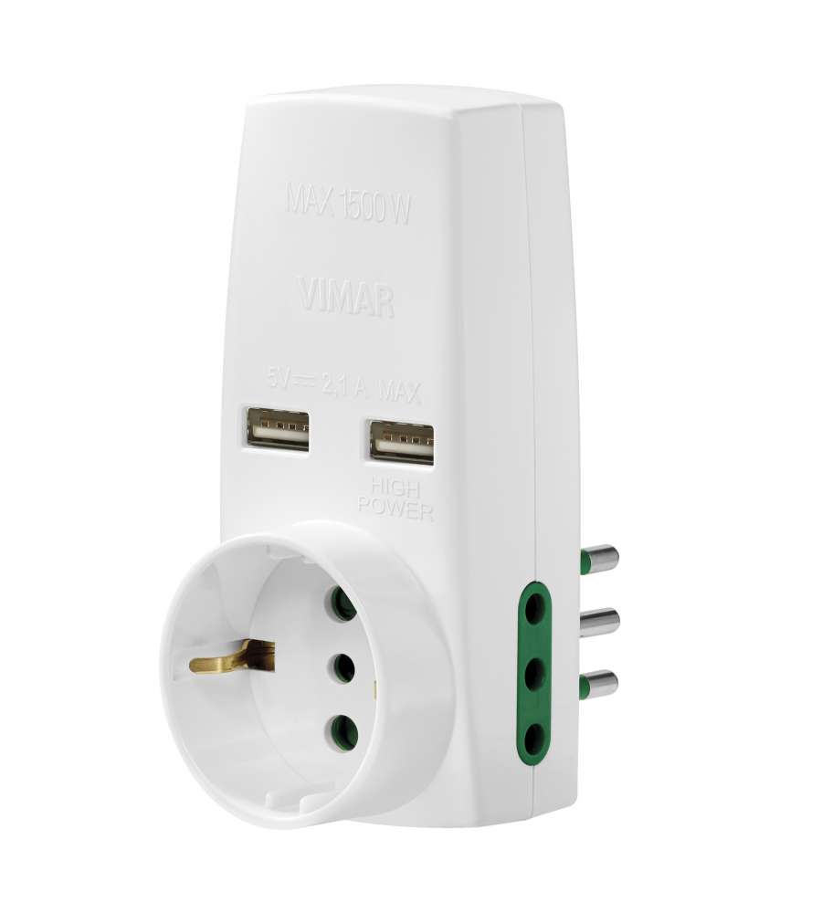 Adattatore 5 uscite con USB bianco 10A