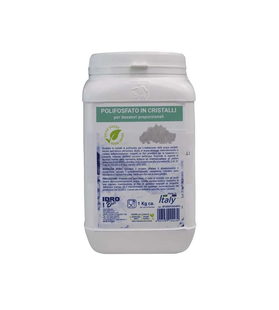 Barattolo polifosfati in cristalli 1 Kg per caldaie ed elettrodomestici