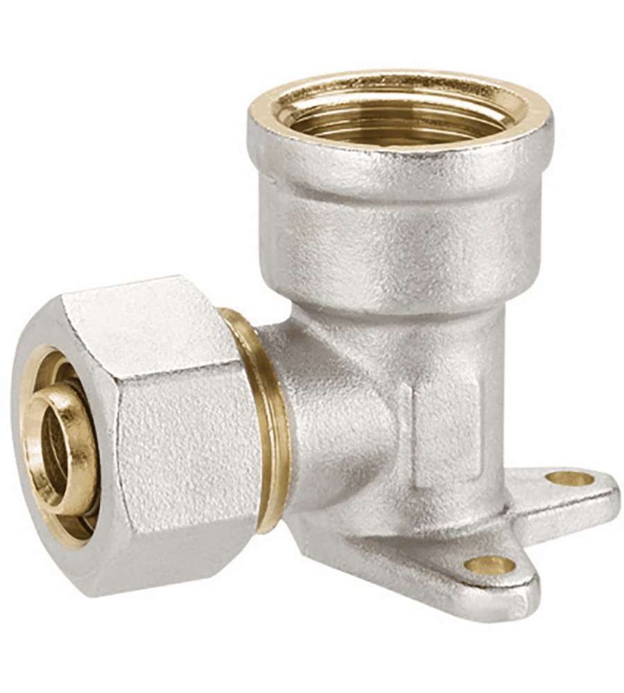 Idrobric Gomito Femmina con Staffa Ottone 1/2