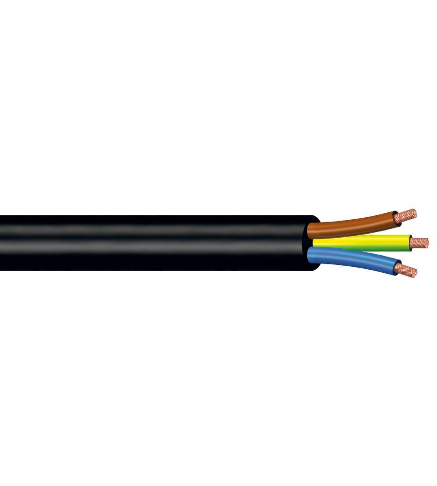 25 m cavo tripolare sezione 3 x 1 mm Nero