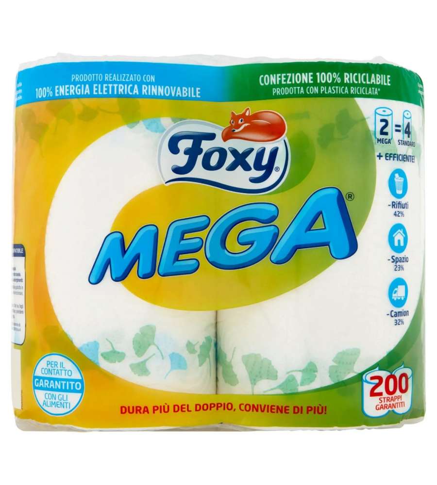 Foxy Mega carta cucina 2 maxi rotoli 2 veli decorati