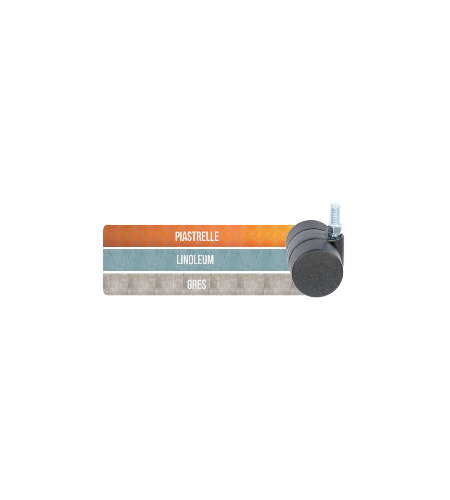 Ruota Nylon Nera Mm.30 Con Perno M8X15