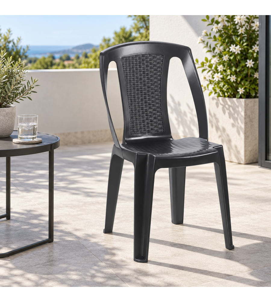 Ipae Progarden Sedia Resina Impilabile Procida - Antracite - 46x53x86 cm