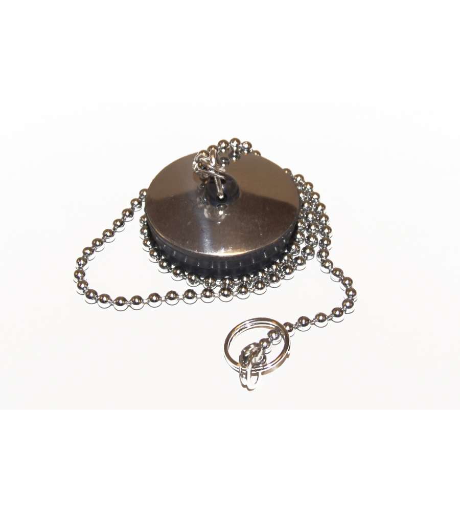 Tappo Inox con catena e rosone Diam. 40 mm.