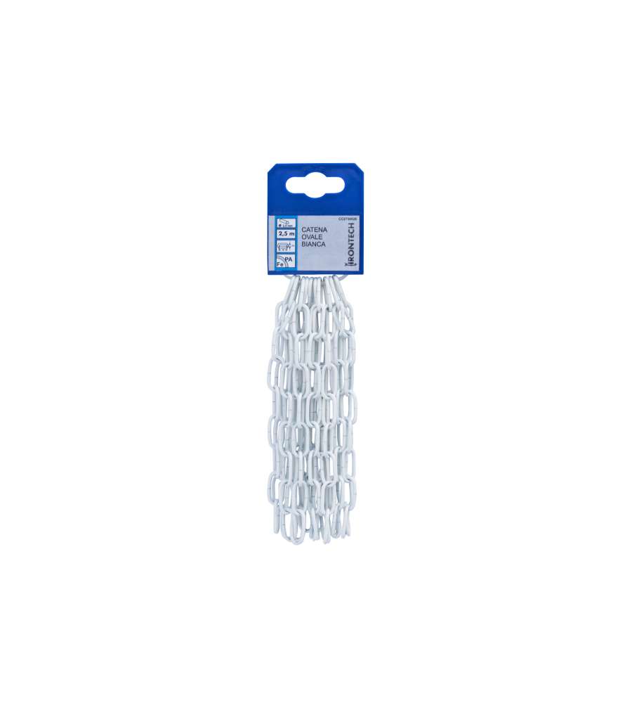 Catena ovale pretagliata Diam. 2,5 mm. in acciaio bianco 2,5 mt.
