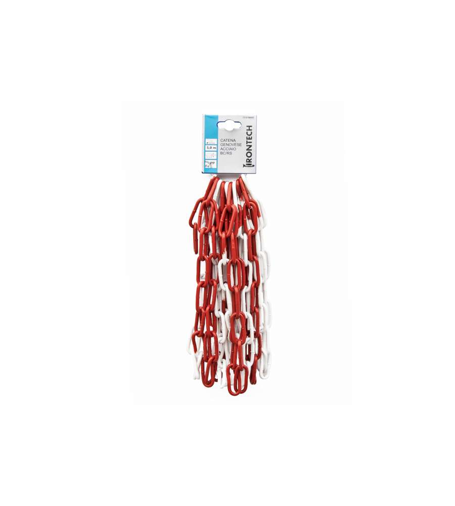 Catena genovese pretagliata maglia lunga saldata Diam. 5 mm. in acciaio bianco/rosso 5 mt.