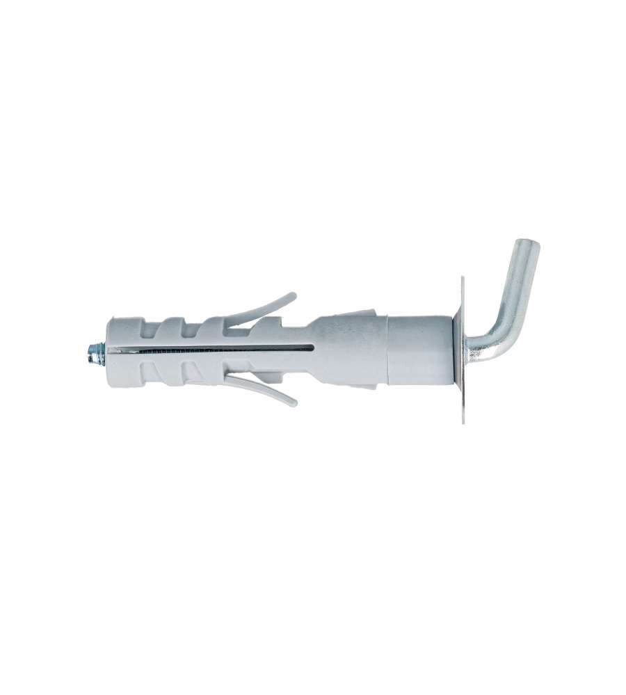 Tasselli in nylon Diam. 9 x 52 prolungati con gancio corto 6 pz.