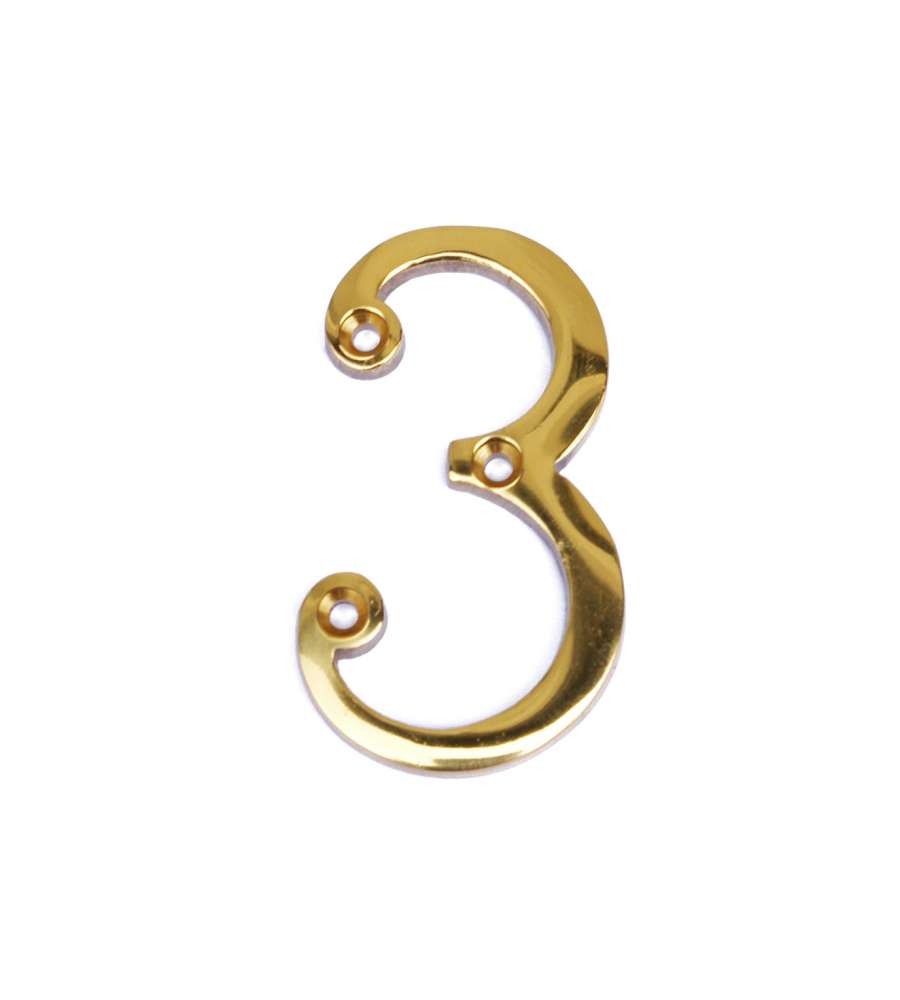 Numero civico "3" in ottone
